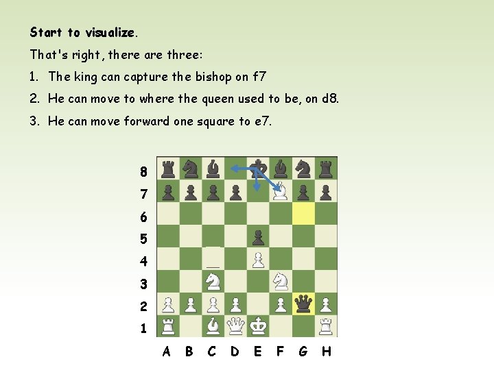 Start to visualize. That's right, there are three: 1. The king can capture the