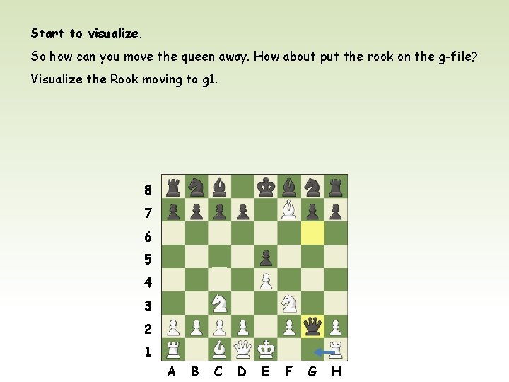 Start to visualize. So how can you move the queen away. How about put