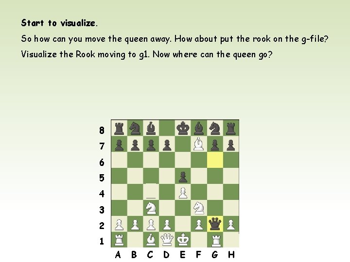 Start to visualize. So how can you move the queen away. How about put