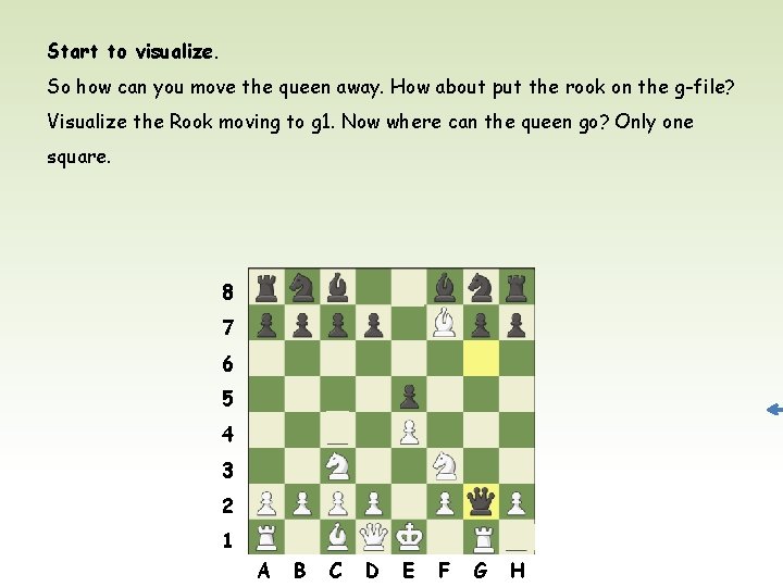 Start to visualize. So how can you move the queen away. How about put