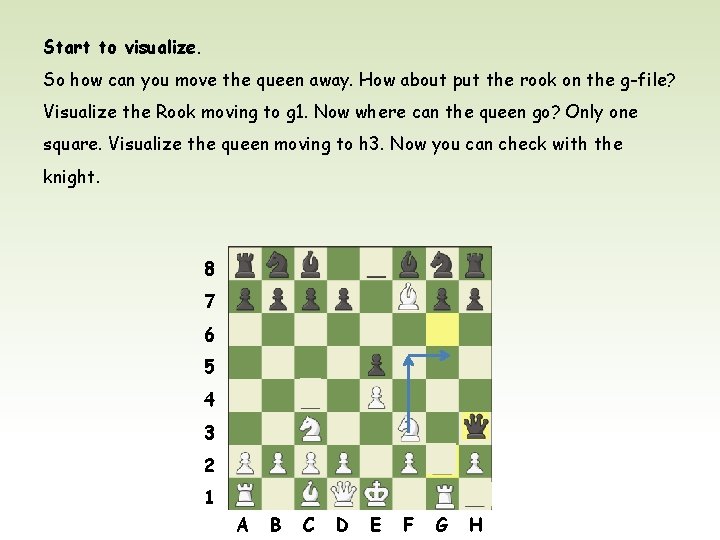 Start to visualize. So how can you move the queen away. How about put