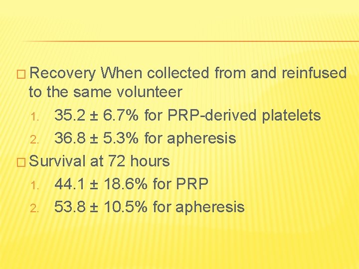 � Recovery When collected from and reinfused to the same volunteer 1. 35. 2