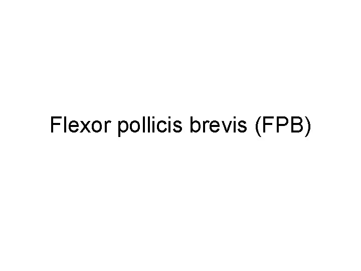 Flexor pollicis brevis (FPB) 