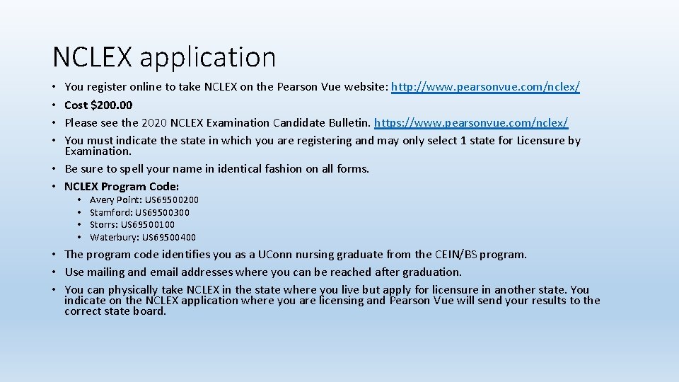 NCLEX application You register online to take NCLEX on the Pearson Vue website: http:
