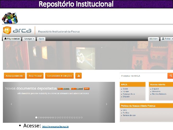 Repositório institucional • Acesse: http: //www. arca. fiocruz. br 