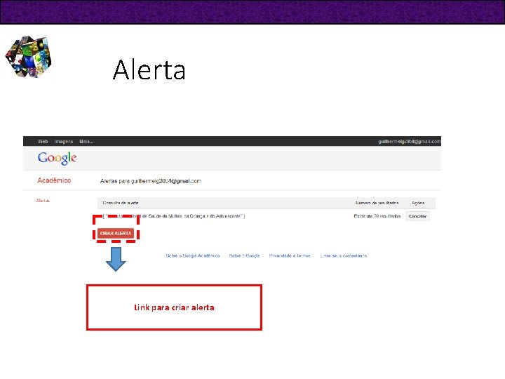 Alerta Link para criar alerta 