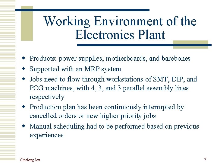 Working Environment of the Electronics Plant w Products: power supplies, motherboards, and barebones w