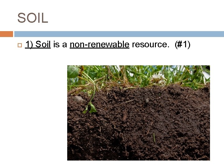 SOIL 1) Soil is a non-renewable resource. (#1) 