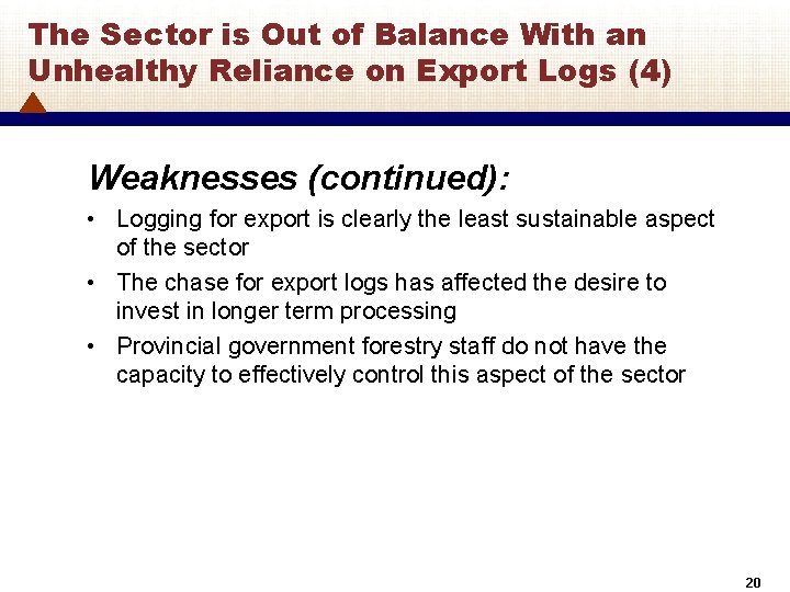 The Sector is Out of Balance With an Unhealthy Reliance on Export Logs (4)