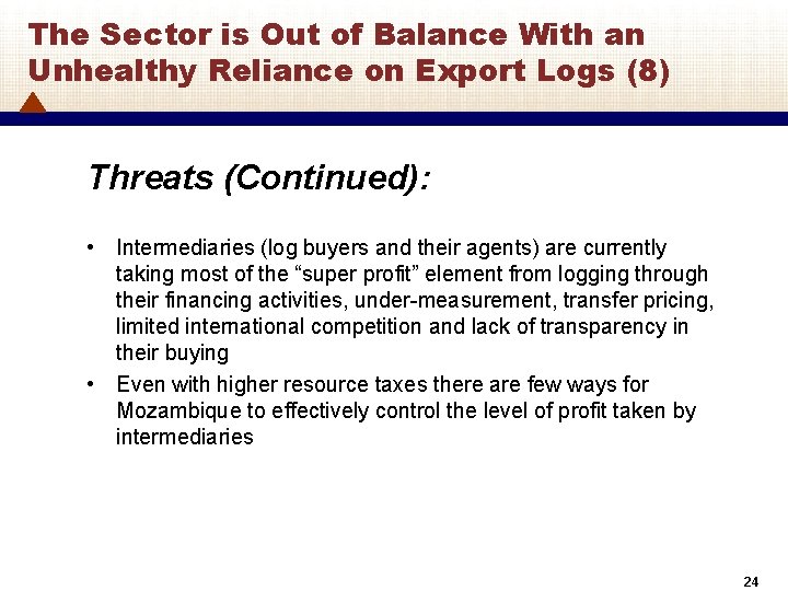 The Sector is Out of Balance With an Unhealthy Reliance on Export Logs (8)