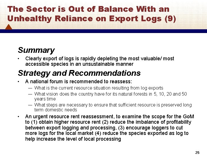 The Sector is Out of Balance With an Unhealthy Reliance on Export Logs (9)