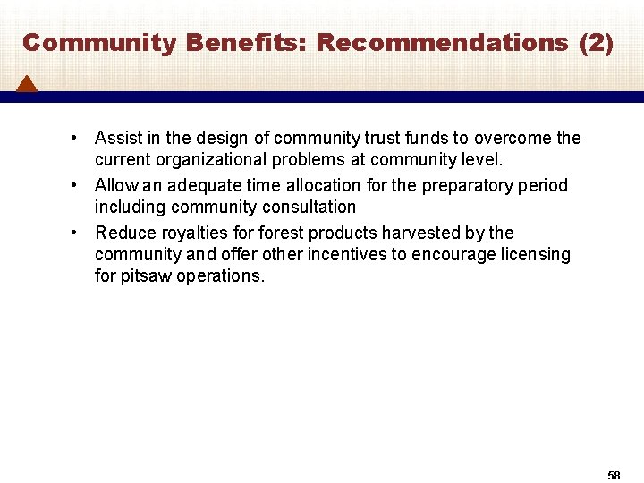 Community Benefits: Recommendations (2) • Assist in the design of community trust funds to