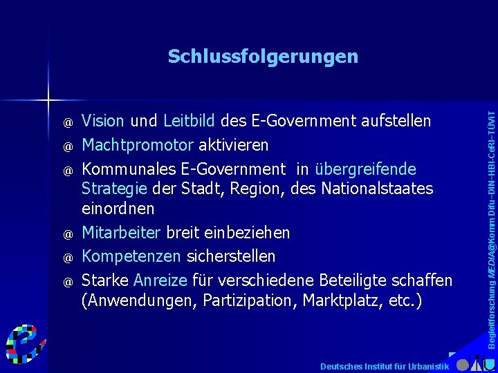 @ @ @ Vision und Leitbild des E-Government aufstellen Machtpromotor aktivieren Kommunales E-Government in