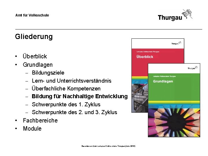 Amt für Volksschule Gliederung • Überblick • Grundlagen - Bildungsziele - Lern- und Unterrichtsverständnis