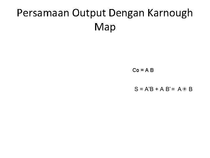 Persamaan Output Dengan Karnough Map Co = A B 