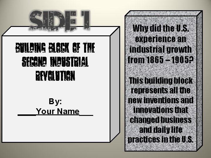 Building Block of the Second Industrial Revolution By: ____Your Name___ Why did the U.