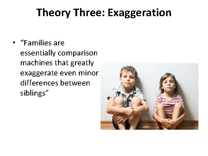 Theory Three: Exaggeration • “Families are essentially comparison machines that greatly exaggerate even minor