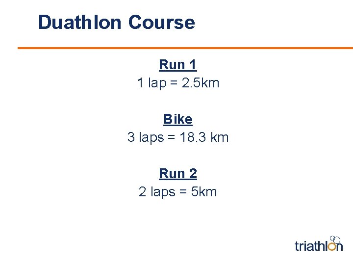 Duathlon Course Run 1 1 lap = 2. 5 km Bike 3 laps =