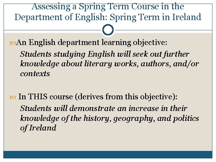 Assessing a Spring Term Course in the Department of English: Spring Term in Ireland