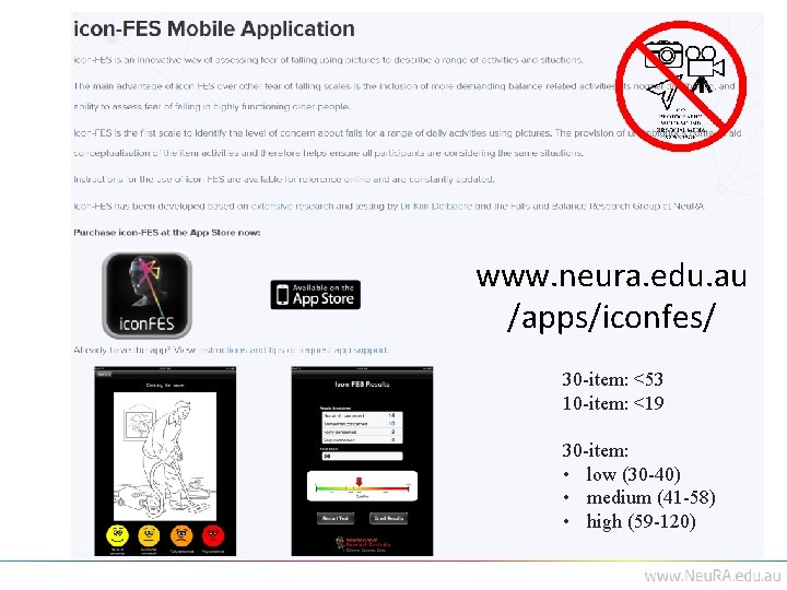www. neura. edu. au /apps/iconfes/ 30 -item: <53 10 -item: <19 30 -item: •
