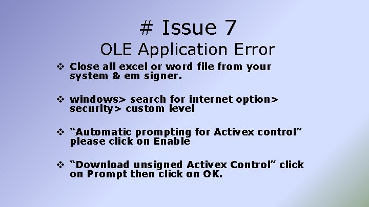# Issue 7 OLE Application Error v Close all excel or word file from