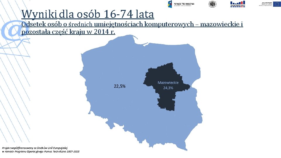 Wyniki dla osób 16 -74 lata Odsetek osób o średnich umiejętnościach komputerowych – mazowieckie