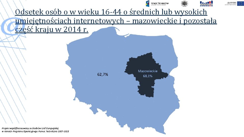 Odsetek osób o w wieku 16 -44 o średnich lub wysokich umiejętnościach internetowych –