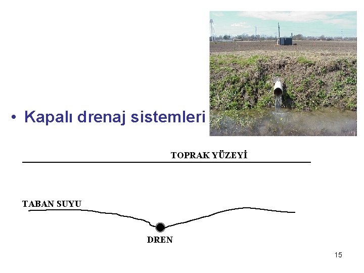  • Kapalı drenaj sistemleri TOPRAK YÜZEYİ TABAN SUYU DREN 15 