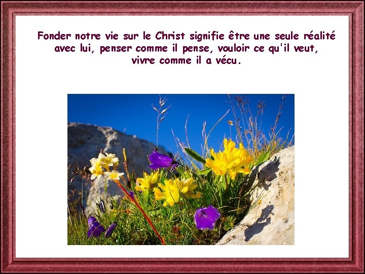Fonder notre vie sur le Christ signifie être une seule réalité avec lui, penser