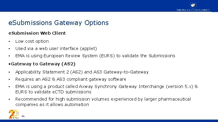 e. Submissions Gateway Options e. Submission Web Client • Low cost option • Used