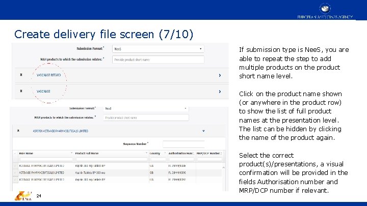 Create delivery file screen (7/10) If submission type is Nee. S, you are able