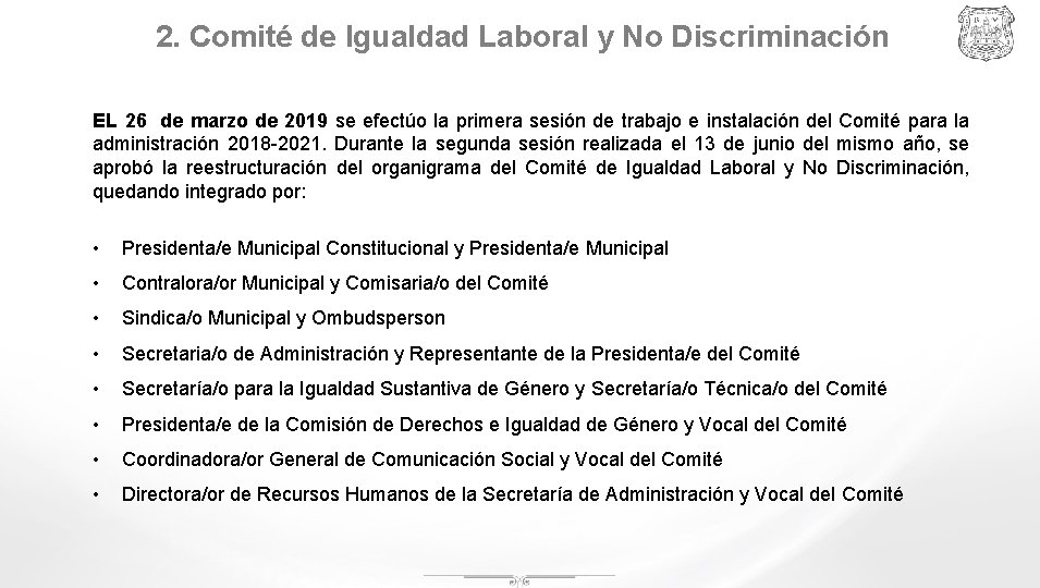2. Comité de Igualdad Laboral y No Discriminación EL 26 de marzo de 2019