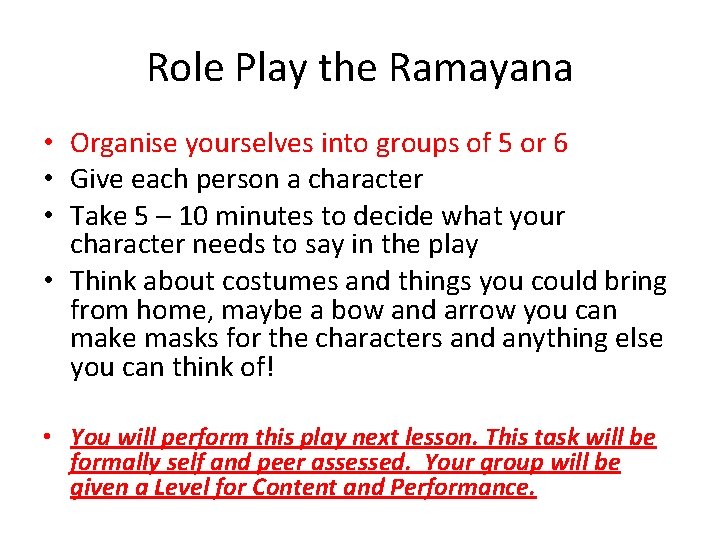Lesson number 3 Title The Ramayana Learning Objectives