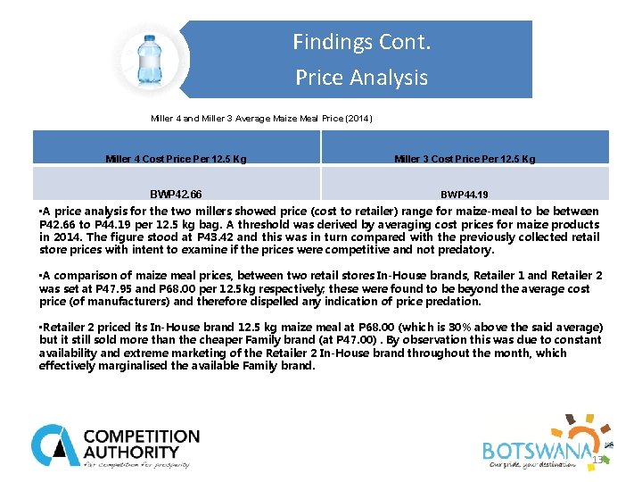 Findings Cont. Price Analysis Miller 4 and Miller 3 Average Maize Meal Price (2014)