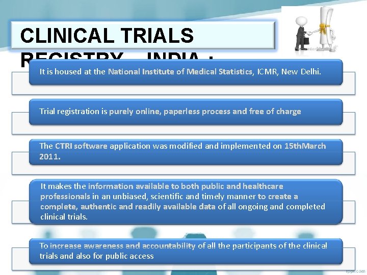 CLINICAL TRIALS REGISTRY – INDIA : It is housed at the National Institute of