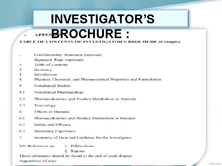 INVESTIGATOR’S BROCHURE : 