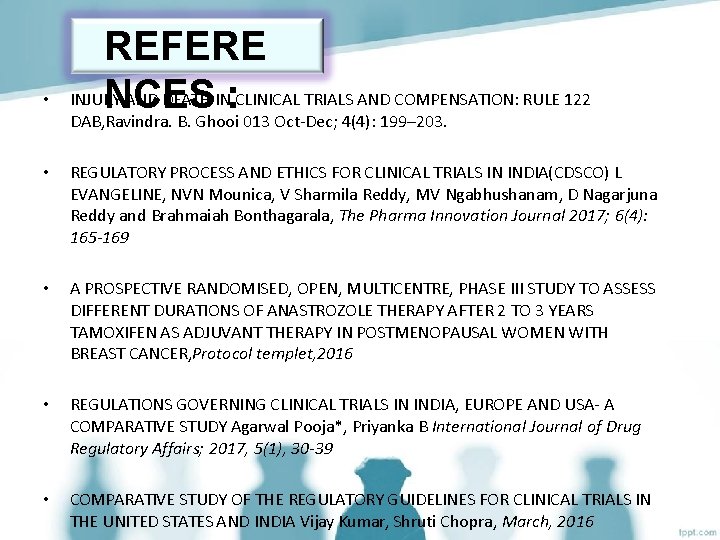  • REFERE INJURY AND DEATH IN: CLINICAL TRIALS AND COMPENSATION: RULE 122 NCES