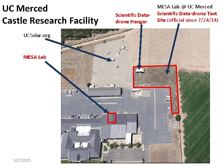 UC Merced Castle Research Facility UCSolar. org MESA Lab 3/27/2015 Scientific Datadrone Hangar MESA