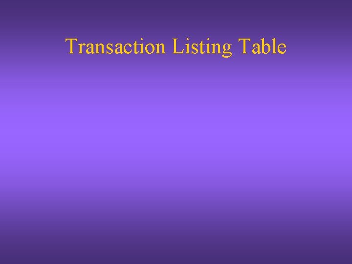 Transaction Listing Table 