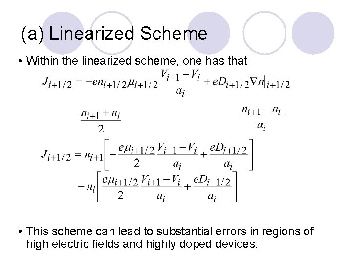(a) Linearized Scheme • Within the linearized scheme, one has that • This scheme