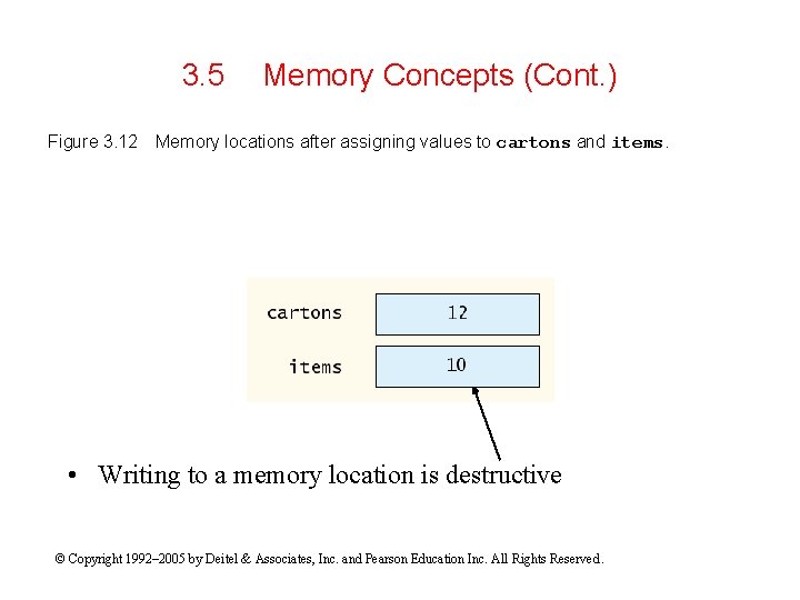 3. 5 Figure 3. 12 Memory Concepts (Cont. ) Memory locations after assigning values
