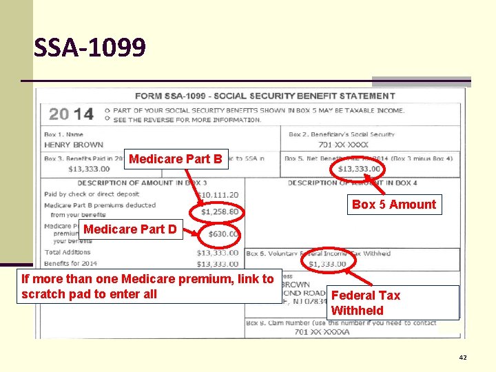 SSA-1099 Medicare Part B Box 5 Amount Medicare Part D If more than one