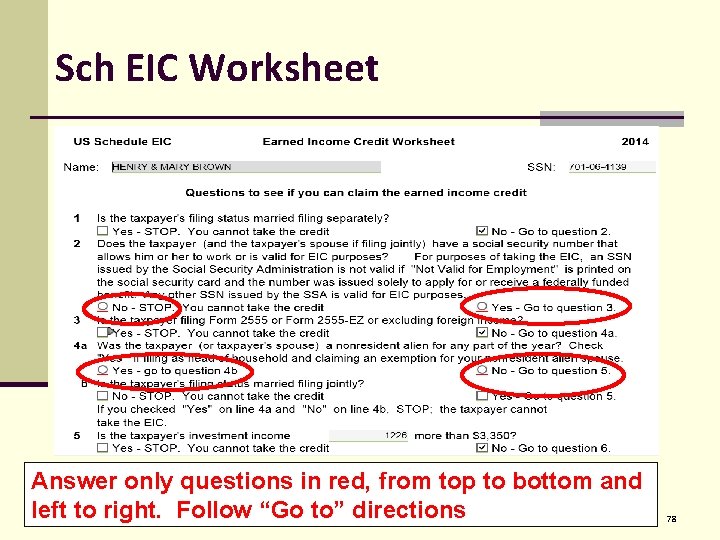 Sch EIC Worksheet Answer only questions in red, from top to bottom and left