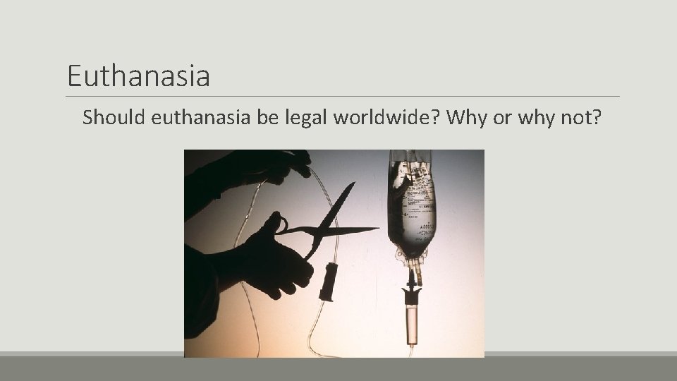 Euthanasia Should euthanasia be legal worldwide? Why or why not? 