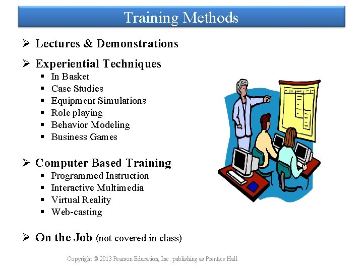 Training Methods Ø Lectures & Demonstrations Ø Experiential Techniques In Basket Case Studies Equipment