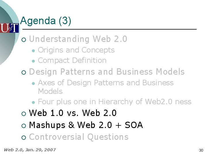 Agenda (3) ¡ Understanding Web 2. 0 l l ¡ Origins and Concepts Compact