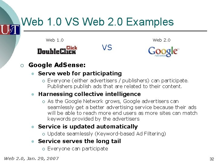 Web 1. 0 VS Web 2. 0 Examples Web 1. 0 Web 2. 0