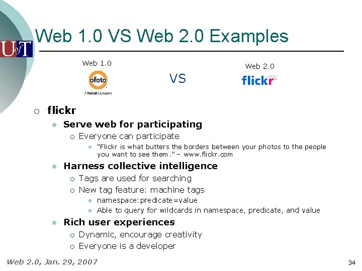 Web 1. 0 VS Web 2. 0 Examples Web 1. 0 Web 2. 0