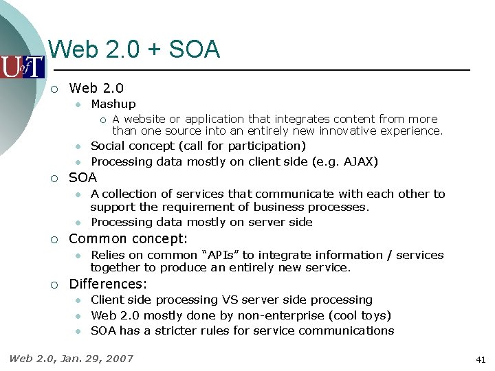 Web 2. 0 + SOA ¡ Web 2. 0 l Mashup ¡ l l