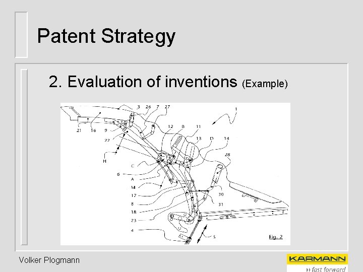 Patent Strategy 2. Evaluation of inventions (Example) Volker Plogmann 